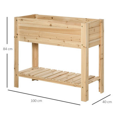 Outsunny Wooden Raised Garden Bed Plant Stand Box with Clapboard 100 x 40 x 84cm