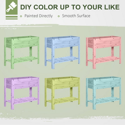 Outsunny Wooden Raised Garden Bed Plant Stand Box with Clapboard 100 x 40 x 84cm