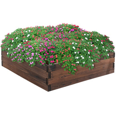 Outsunny Wooden Raised Garden Bed Planter Grow Containers Flower Pot 80 x 80cm