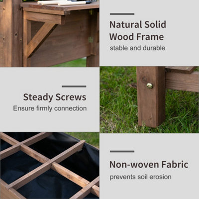 Outsunny Wooden Raised Plant Stand Tall Flower Bed with Shelf 123 x 54 x 74cm - 6