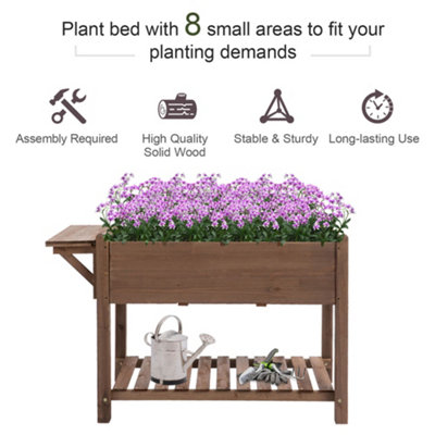 Outsunny Wooden Raised Plant Stand Tall Flower Bed with Shelf 123 x 54 x 74cm - 7