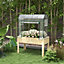 Outsunny Wooden Raised Planter, Garden Bed with Greenhouse Cover and Bed Liner