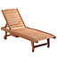 Outsunny Wooden Sun Lounger Outdoor Patio Sun Bed Adjustable w/ Pull-out Table
