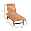 Outsunny Wooden Sun Lounger Outdoor Patio Sun Bed Adjustable w/ Pull-out Table