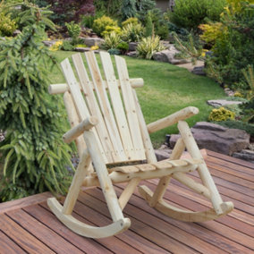Outsunny Wooden Traditional Rocking Chair Lounger Relaxing Balcony Garden Seat