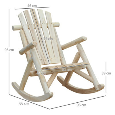 Outsunny Wooden Traditional Rocking Chair Lounger Relaxing Balcony Garden Seat - 3