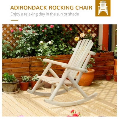 Outsunny Wooden Traditional Rocking Chair Lounger Relaxing Balcony Garden Seat - 6