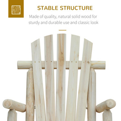 Outsunny Wooden Traditional Rocking Chair Lounger Relaxing Balcony Garden Seat - 7