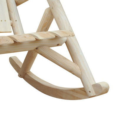 Outsunny Wooden Traditional Rocking Chair Lounger Relaxing Balcony Garden Seat - 9