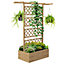 Outsunny Wooden Trellis Planter, Raised Garden Bed for Climbing Plants, Natural