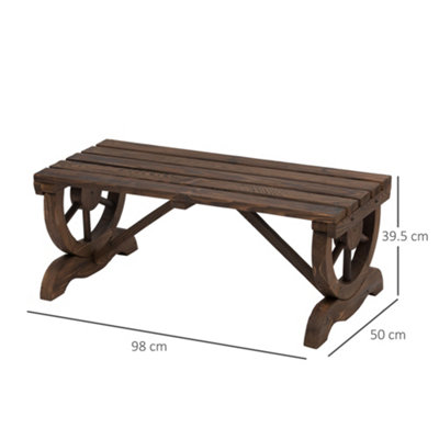 Outsunny Wooden Wheel Bench Rustic Outdoor Patio Garden Seat 2-Person Loveseat - 3