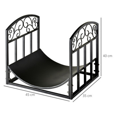 Outsunny Wrought Iron Inner Arced Wood Log Holder Indoor Outdoor Storage Black - 3