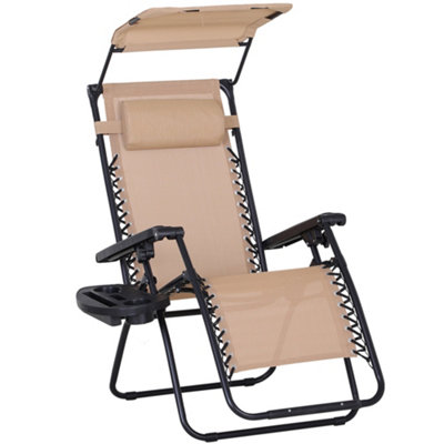 Outsunny Zero Gravity Chair Adjustable Patio Lounge Reclining Seat Beige