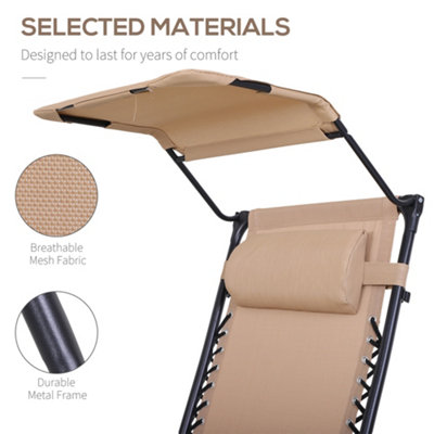 Outsunny Zero Gravity Chair Adjustable Patio Lounge Reclining Seat Beige - 5