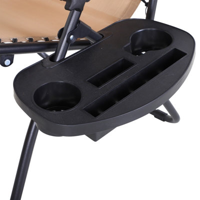 Outsunny Zero Gravity Chair Adjustable Patio Lounge Reclining Seat Beige - 9