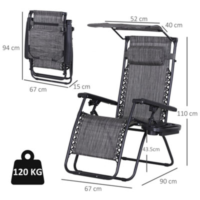 Outsunny Zero Gravity Chair Adjustable Patio Lounge Reclining Seat - 3