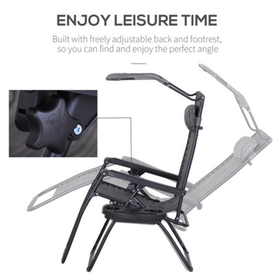 Outsunny Zero Gravity Chair Adjustable Patio Lounge Reclining Seat - 7