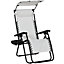 Outsunny Zero Gravity Chair Adjustable Patio Lounge w/ Cup Holder & Canopy White