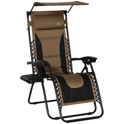 Outsunny Zero Gravity Lounger Chair, Folding Camping Reclining, Brown