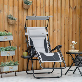 Outsunny Zero Gravity Lounger Chair, Folding Camping Reclining Chair, Grey