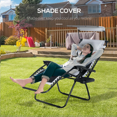 Outsunny Zero Gravity Lounger Chair, Folding Camping Reclining, Grey