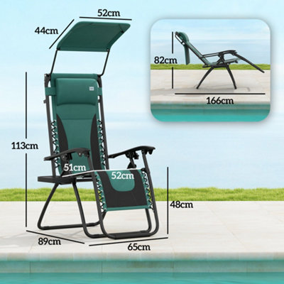 Outsunny Zero Gravity Lounger Chair, Folding Reclining Chair, Green