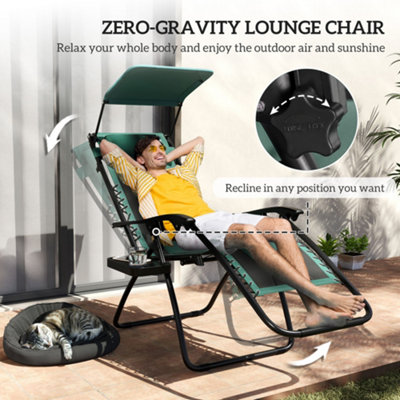 Outsunny Zero Gravity Lounger Chair, Folding Reclining Chair, Green