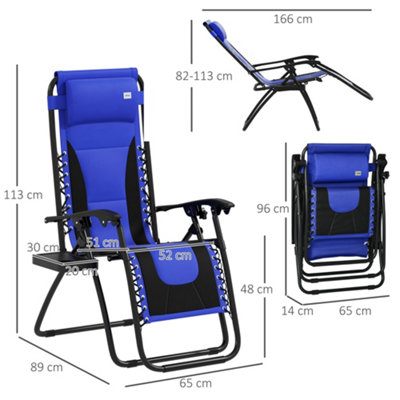 Outsunny Zero Gravity Lounger Folding Recliner Chair w/ Cup Holder Blue
