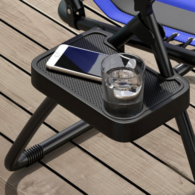 Outsunny Zero Gravity Lounger Folding Recliner Chair w/ Cup Holder Blue
