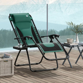 Outsunny Zero Gravity Lounger Folding Recliner Chair w/ Cup Holder Green