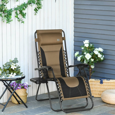 Outsunny folding zero gravity rocking lounge chair with on sale cup holder