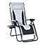 Outsunny Zero Gravity Lounger Folding Recliner Chair with Cup Holder Padded Pillow Light Grey