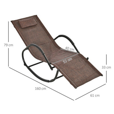 Outsunny Zero Gravity Rocking Lounge Chair Pillow Garden Outdoor Furniture Brown - 3