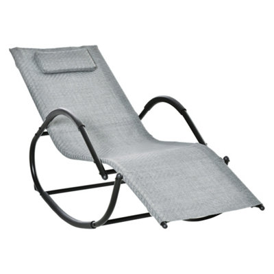 Outsunny Zero Gravity Rocking Lounge Chair Pillow Garden Outdoor Furniture Grey