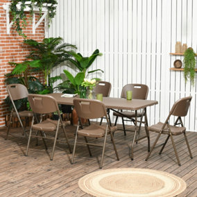 Outsuny HDPE Molding Design Resin Rattan Dining Set, Foldable Table & Chairs