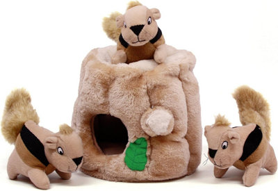 Dog toy log with squirrels sale