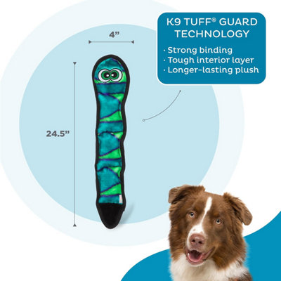 Outward Hound Invincibles Pet Dog Plush Squeaky Toy Snake Blue Large