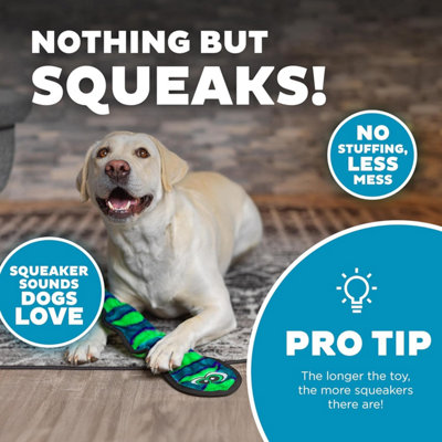 Outward Hound Invincibles Pet Dog Plush Squeaky Toy Snake Blue Large