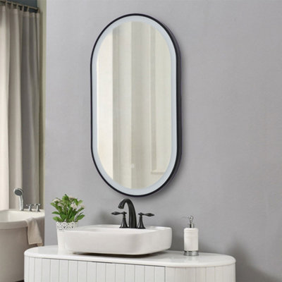 Oval Anti Fog LED Illumination Dimmable Bathroom Mirror with Touch ...