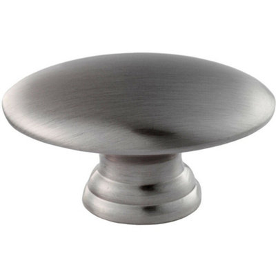 Oval Cabinet Door Knob on Tiered Oval Stem Satin Nickel Cupboard Handle