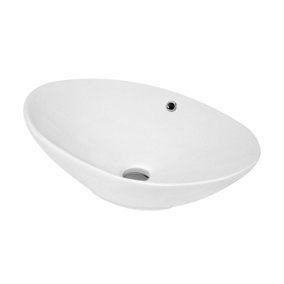 Oval Ceramic Countertop Vessel with Overflow - 588mm - Balterley