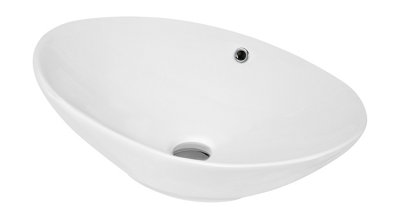 Oval Ceramic Countertop Vessel with Overflow - 588mm