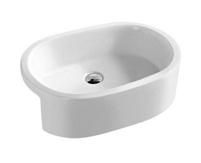 Oval Ceramics Semi Recessed 1 Tap Hole Basin (Tap Not Included), 580mm - Balterley
