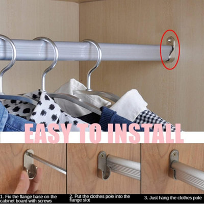 Oval Chrome Wardrobe Hanging Sockets 15mm Rail Rod End Supports ...