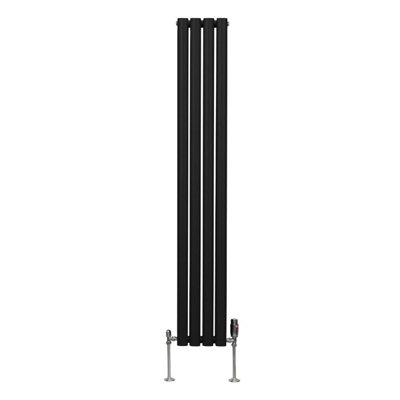 Oval Column Radiator & Valves - 1600mm x 240mm - Black