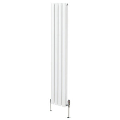 Oval Column Radiator & Valves - 1600mm x 240mm - White