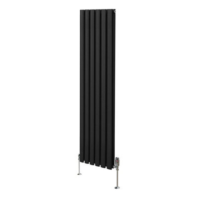 Oval Column Radiator & Valves - 1600mm x 360mm - Black