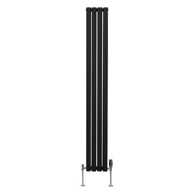 Oval Column Radiator & Valves - 1800mm x 240mm - Black