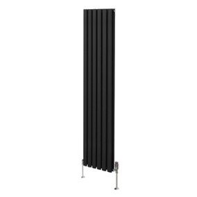 Oval Column Radiator & Valves - 1800mm x 360mm - Black