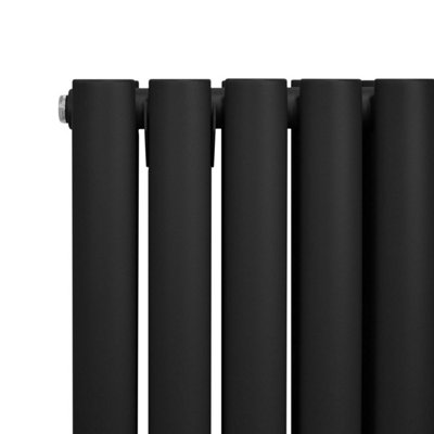 Oval Column Radiator & Valves - 1800mm x 360mm - Black